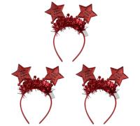 Carnavalife Diadema año nuevo 2026 con luz LED; accesorio Año Nuevo para Nochevieja, fiesta, photocall, cotillón, disfraces; tinsel metálico y banda flexible (FAN estrella con tiras con luz rojo, 3)