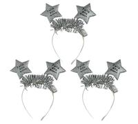 Carnavalife Diadema año nuevo 2026 con luz LED; accesorio Año Nuevo para Nochevieja, fiesta, photocall, cotillón, disfraces; tinsel metálico y banda flexible (FAN estrella con tiras con luz plata, 3)