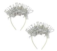 Carnavalife Diadema año nuevo 2026 con luz LED; accesorio Año Nuevo para Nochevieja, fiesta, photocall, cotillón, disfraces; tinsel metálico y banda flexible (Letra tiras con luz plata, 2)
