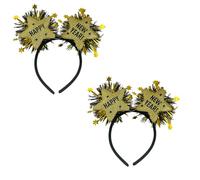 Carnavalife Diadema año nuevo 2026 con luz LED; accesorio Año Nuevo para Nochevieja, fiesta, photocall, cotillón, disfraces; tinsel metálico y banda flexible (HNY con luz oro, 2)