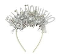 Carnavalife Diadema año nuevo 2026 con luz LED; accesorio Año Nuevo para Nochevieja, fiesta, photocall, cotillón, disfraces; tinsel metálico y banda flexible (Letra tiras con luz plata, 1)