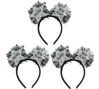 Carnavalife Diadema año nuevo 2026 con luz LED; accesorio Año Nuevo para Nochevieja, fiesta, photocall, cotillón, disfraces; tinsel metálico y banda flexible (HNY con luz plata, 3)