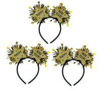 Carnavalife Diadema año nuevo 2026 con luz LED; accesorio Año Nuevo para Nochevieja, fiesta, photocall, cotillón, disfraces; tinsel metálico y banda flexible (HNY con luz oro, 3)