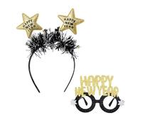 Carnavalife Diadema con gafa Nochevieja 2026 para nuevo año, pack de diadema con gafa, talla única adulto juvenil, photocall fiesta brindis decoración temática (Happy New Year con Gafa, 1)