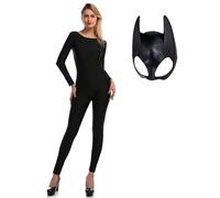 Carnavalife Disfraz Cat-woman Mujer, Costume Gato Gata Sexy Mono Ajustado+Mascara Catwoman, Disfraz Superheroina Dark Night Niño y Adulto (S, Modelo B Mono Liso Adulto)