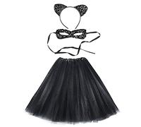 Carnavalife Disfraz Catwoman, Disfraz Gatito Gato Falda Tutú para Mujer, Diadema o Sombrero en Diseño de Halloween, Disfraz para Cosplay de Fantasma Bruja Calavera (Disfraz gato)