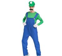 Carnavalife Disfraz de Mario y Luigi, disfraz de super brothers para adultos, mono y gorra para adultos, ideal para fiesta cosplay halloween y carnaval (Verde, L)