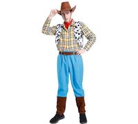 Carnavalife Disfraz de Woody para adulto, disfraz de vaquero para hombre, con sombrero de vaquero marrón, carnaval, Halloween, fiesta, cosplay, vaquera (L, hombre con sombrero)