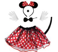 Carnavalife Disfraz Mickey Mouse para Niño y Disfraz Minnie Mouse para Niña, Diadema de Mickey Mouse, Diadema de Minnie Mouse, Accesorio para Disfrazar de Minnie y Mickey (Disfarz Minnie con Tutu)