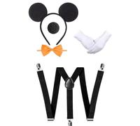 Carnavalife Disfraz Mickey Mouse para Niño y Disfraz Minnie Mouse para Niña, Diadema de Mickey Mouse, Diadema de Minnie Mouse, Accesorio para Disfrazar de Minnie y Mickey (Conjunto Mickey Mouse)