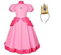 Carnavalife Disfraz Princess Peach para Mujer, Corona y Guantes Sarten para Halloween, Navidad, Carnaval