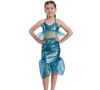 Carnavalife Disfraz sirenita niña disfraz sirenita disfraz niña carnaval disfraz para halloween disfra ariel disfraz sirena para niña fiesta conjunto de sirenita disfraz verde azul (Azul, 10 Años)
