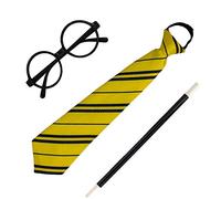 Carnavalife Gafas de Mago Potter de Plástico, Marco de Gafas Redondo para una Fiesta de Harry, Varita y Corbata (Gafas Mago Pack Completo 5)