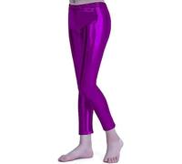Carnavalife Leggins Niña Brillantes para Niña 4-12 Años, Cintura Elástica y Largo hasta el Tobillo, Mallas para Danza Disco Jazz Baile y Fiesta (6 años, Morado)
