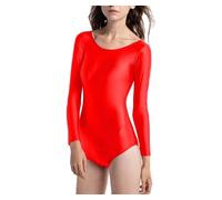 Carnavalife Maillot Ballet Mujer de Manga Larga y Cuello Redondo, Maillot Danza Niña para Bailarina Gimnasia, Consulte la Tabla de Tallas Antes de Comprar (Rojo, XXXL)