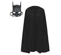Carnavalife Máscara Bat y Capa Negra para Disfraz de Superheroe Adulto y Niños (Talla Niños/Capa 90cm)