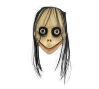 Máscara de Momo Adulto, Careta Momo de Terror con Pelo Largo, Caretas Halloween Miedo para Disfraces Momo, Diablo y Jocker, Talla única
