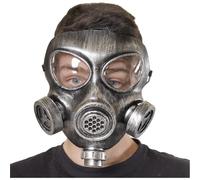 Carnavalife Máscara disfraz antigás integral con visor doble gas mask facial completo para cosplay disfraces DIY mascara de gas negro gris talla única adulta (Máscara Gris, 1)