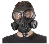Carnavalife Máscara disfraz antigás integral con visor doble gas mask facial completo para cosplay disfraces DIY mascara de gas negro gris talla única adulta (Máscara Negro, 1)