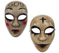 Carnavalife Mascara Purga The Purge Anarchy, Mascara de la Purga Duro Resistente, Mascara Terror, Mascara Halloween Adulto, Conejo Dios y Cruz Uncle Sam Estatua Libertad (Dios & Cruz Pareja)