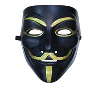 Carnavalife Máscara Vendetta Hacker Anonymous V Negra Dorada o Blanca Unisex para Halloween Fiesta Cosplay Adulto PVC Resistente con Cinta Ajustable (Negro, 1 Máscara)