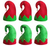 Carnavalife Pack 6 Gorro Papá Noel de Navidad de Santa Claus de Terciopelo de Elfo Sombreros Navideño de Invierno para Fiesta Festiva de Año Nuevo para Adultos(Pack 6 de Elfo)