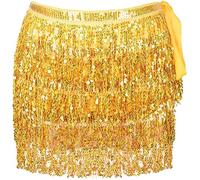 Carnavalife Pañuelo Danza del Vientre, Falda de Pañuelo con Monedas de Lentejuelas Brillantes, Cinturón Danza del Vientre Mujer (Salsa Dorado)