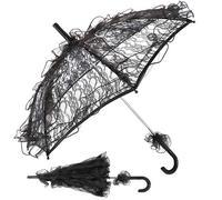 Carnavalife Paraguas Mujer de Encaje para Boda y Cosplay, Regalos Romanticos para Mujer, Accesorios para Disfraces 80s, 55cm y 75cm (55cm, Negro)