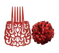 Carnavalife Peineta Flamenca Grande 18 * 13CM y Clips de Pelo de Flor para Fiestas Sevillana, Pack 2PCS (Rojo Rojo Punto)