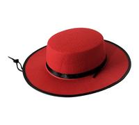 Carnavalife Sombrero cordobes Cordoba Niño nino Negro Sombrero Rojo Feria de Abril accesorios hat sevilliana hat Fedora (Rojo con cinta negra, 52)