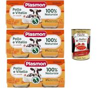 Carne de plasma Pollo Vitello e cereale 3 x (2 x 80 g) con carne italiana, 100% natural, sin almidones ni espacios añadidos + Polpa italiana Gourmet 400 g