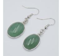 Carnelian Blue Sand Sodalite Rhodonite Crystal Lapis Opal Malachite Tiger Eye Stone Oval GEM Cuelga Pendientes de gota Joyería de mujer, Aventurina verde