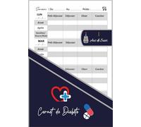 Carnet de Diabète: Journal de Surveillance glycémic - pour les petits et les vieux,hommes et femmes diabétiques,4 fois par jour sur 52 semaines (1ans)-Format A5 .110 pages.01