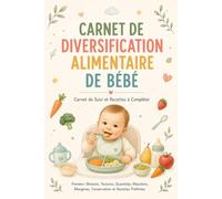 Carnet de Diversification Alimentaire de Bébé: Carnet de Suivi et Recettes à Compléter : Premiers Aliments, Textures, Quantités, Réactions, Allergènes, Conservation et Recettes Préférées