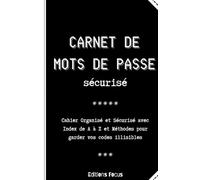 Carnet de Mots de passe Sécurisé: Cahier Organisé et Sécurisé avec Index de A à Z et Méthodes pour garder vos codes illisibles