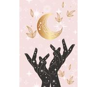 Carnet de note A5 rose et doré mains ésotérique et la lune - Couverture rigide - Élégant et pratique: carnet d'écriture - journal