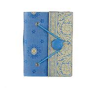 Carnet de notes en sari- commerce équitable - mini 80 x 105 mm blu