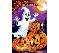 Carnet de notes Halloween: Cahier ligné 120 pages pour écrire, dessiner ou rêver pendant Halloween | Design amusant avec fantôme, citrouilles et lune ... de l’automne ou des fantômes, de l'horreur.