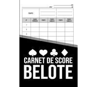 Carnet de Score Belote - Feuilles de Score pour 2 Équipes: Carnet pratique pour suivre les scores et les points cumulés lors de vos parties de Belote à 4 joueurs.