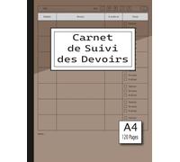 Carnet de suivi des devoirs: Planificateur journalier non daté, outil simple pour suivre les devoirs