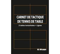 Carnet de Tactique et d'Entraînement de Tennis de Table 2 tables horizontales à gauche, Lignes à droite: A5, 100 pages, Analyse des placements, Coaching & Suivi de club
