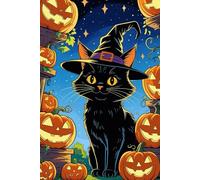 Carnet Halloween Chat Noir: Cahier Halloween Mignon et Mystique. Chat Noir et Citrouilles, Idéal pour Enfants, Ados et Adultes. 120 Pages lignées pour Noter Tes Secrets, Rêves ou Recettes de Potions