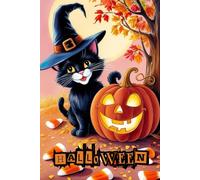 Carnet Halloween Chat Noir Magique: Journal mignon pour enfants, ados et fans de chats, Halloween | Idéal pour écrire, dessiner ou noter pendant ... et feuilles d’automne. Super idée cadeau