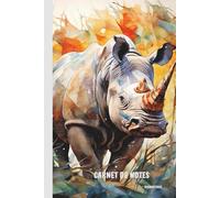 Carnet Rhinocéros: Carnet ligné A5 (6x9) - 100 pages - Cadeau pour amoureux des animaux sauvages - Journal nature safari