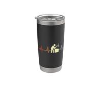 Carnicero Stickfigures Pulso Línea Carne Persona Carnívoro Vaso térmico de acero inoxidable de doble pared