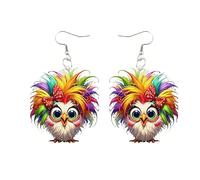 Carniee Pendientes de Búho Pendientes con Forma de Animales de Búho de Acrílico con Diseño de Dibujos Animados Nunca Renuncies a la Inspiración un Regalo Encantador para Mujeres Multicolor F