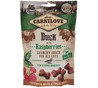 Carnilove Snack Crujiente Pato con Frambuesas | Paquete Doble | 2 x 50 g | Golosinas para Gatos | Pato y Frambuesa | Sin Azúcares Añadidos | Sabor a Carne Exótica