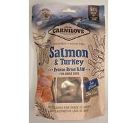 Carnilove Freeze-Dried Raw Salmón y pavo Golosinas para perros, sin cereales, sin patatas, 94% carne, 60 g