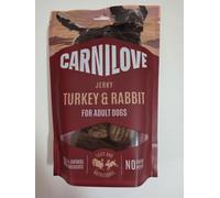 Carnilove Jerky Turkey & Rabbit for Adult Dogs, sin cereales, 100 g, sin patatas