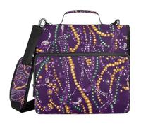 Carnival Beads Beads_3 - Carpeta de 3 anillos de 3.8 cm con bolsillos adicionales con asa y correa de hombro extraíble, fácil de transportar con cremallera para la escuela secundaria